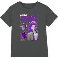 Netflix Kpop Demon Hunters Huntrix Rumi Popstar Kids T-Shirt, Charcoal | Size: 7-8 Years