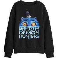 Netflix Kpop Demon Hunters Derpy Tiger Sinking Logo Kids Sweatshirt, Black | Size: 5-6 Years