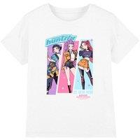 Netflix Kpop Demon Hunters Huntrix Anime Sketch Kids T-Shirt, White | Size: 7-8 Years