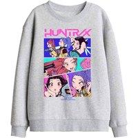 Netflix Kpop Demon Hunters Huntrix Neon Comic Anime Kids Sweat, Athl Heather in Light Grey | Size: 12-13 Years