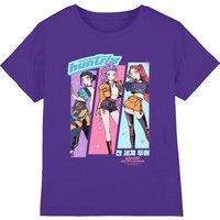 Netflix Kpop Demon Hunters Huntrix Anime Sketch Kids T-Shirt, Purple | Size: 12-13 Years