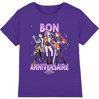 Netflix Kpop Demon Hunters Huntrix Happy Birthday Gradient Kids Tee, Purple | Size: 12-13 Years