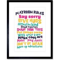 Artery8 Wall Art Print Kids Playroom Rules Fun Colourful Framed in Black | Size: W7 x H9