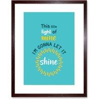 Artery8 Wall Art Print Kids Little Light of Mine Shine Framed in Brown | Size: W7 x H9