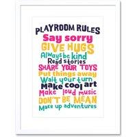 Artery8 Wall Art Print Kids Playroom Rules Fun Colourful Framed in White | Size: W7 x H9