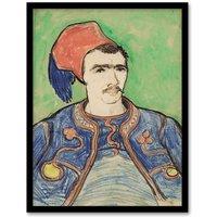 Artery8 The Zouave Infantryman Van Gogh Vintage Framed Wall Art Print in Green | Size: W12 x H16