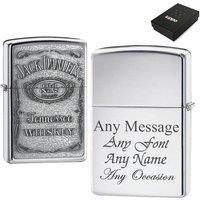 Uniqueful Men's Personalised Engraved Chrome Jack Daniels Zippo Lighter for Friend in Silver | Size: 1 Pack