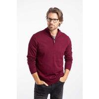Weird Fish Men's Frederick 1/4 Zip Fine Knit Jumper in Wine | Size: 3XL