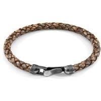 ANCHOR & CREW Men's Skye Silver & Braided Leather Bracelet in Grey | Size: 23 cm