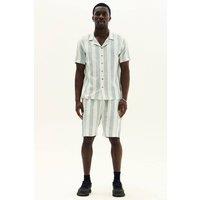 ELAINA FASHION Men's Striped Short Sleeve Shirt & Shorts Co-Ord Set in Light Blue | Size: Large