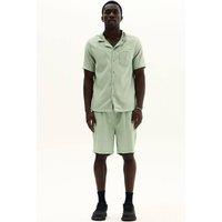 ELAINA FASHION Men's Textured Jacquard Matching Shirt & Shorts Set in Light Green | Size: Medium