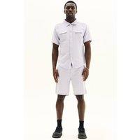 ELAINA FASHION Men's Textured Shirt & Shorts Co-Ord Set in Violet | Size: Large