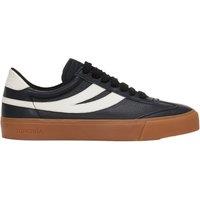 Superga Men's 4834 Club S Swallow Contrast Detail Leather Trainers in Black | Size: 5