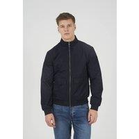Brave Soul Men's Funnel Neck Bomber Jacket in Navy | Size: Medium