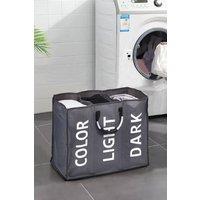H&O Direct 3 Bin Laundry Hamper Laundry Basket Laundry Sorter in Dark Grey