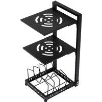 Living and Home 3-Tier Height-Adjustable Kitchen Pan Organizer Spice Rack in Black