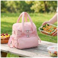 Living and Home 2 Layer Portable Insulated Lunch Bag in Pink