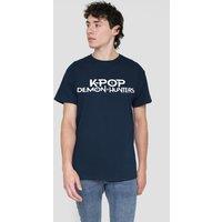 Netflix Kpop Demon Hunters White Logo T-Shirt, Navy | Size: Small