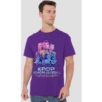 Netflix Kpop Demon Hunters Huntrix Huntrx Billboard Poster T-Shirt, Purple | Size: 3XL