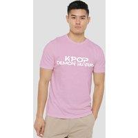 Netflix Kpop Demon Hunters White Logo T-Shirt, Light Pink | Size: 2XL