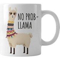 Dyzi No Prob-Llama Quote Ceramic Coffee Mug White Fun Animal Design