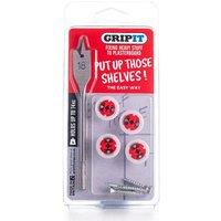 Gripit 18mm Plasterboard Fixing - Shelf Kit (Red) e.g. Small Shelves, Mirrors in Red