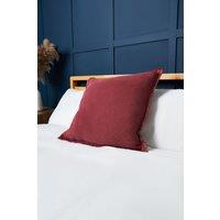BHS Cotton Cushion with Frayed Edge in Red | Size: 45 cm x 45 cm
