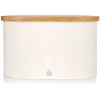 Swan Bread Bin with Wooden Lid in White