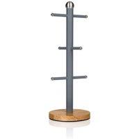 Swan Mug Tree with Wooden Base in Grey
