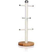 Swan Mug Tree with Wooden Base in White