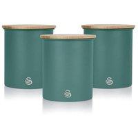 Swan Set of 3 Canisters in Green