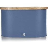 Swan Bread Bin with Wooden Lid in Blue
