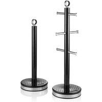 Swan Towel Pole & Mug Tree Set in Black | Size: A