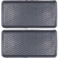Nicola Spring Heavy Duty Rubber Boot Tray - 80 x 40cm - Black - Pack of 2 | Size: 40 cm x 80 cm