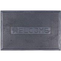 Nicola Spring Heavy Duty Rubber Door Mat - 60 x 40cm - Welcome in Black | Size: 40 cm x 60 cm