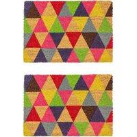 Nicola Spring Coir Door Mats - 60 x 40cm - Triangle - Set of 2 | Size: 40 cm x 60 cm