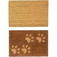 Nicola Spring Coir Door Mat Set - 60 x 40cm - Embossed Paws in Brown | Size: 40 cm x 60 cm
