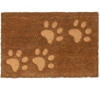 Nicola Spring Coir Door Mat - 60 x 40cm - Embossed Paws in Brown | Size: 40 cm x 60 cm