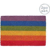 Nicola Spring Coir Door Mats - 60 x 40cm - Rainbow - Set of 2 | Size: 40 cm x 60 cm