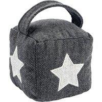 Nicola Spring Herringbone Door Stop - 16 x 16cm - Star in Grey | Size: 16 x 16 cm