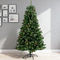 Shatchi Artificial Christmas Tree Maryland Fir Green Tips Red Berries & Pine Cones Xmas Home Decorations Metal Stand, 4Ft