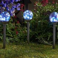 mysmartbuy Set of 4 Solar Powered Firefly Opal Outdoor Garden Stake Lights in Black