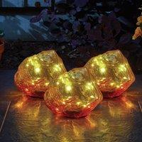 mysmartbuy Set of 3 Solar Powered Outdoor Garden Decorative LED Stone Lights in Orange