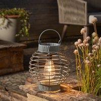 mysmartbuy Solar Powered Terra Lantern - 5 Lumen Rattan Outdoor Garden LED Light in Grey