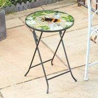 mysmartbuy Bee Table - Decorative Folding Glass Garden Table with Bee Artwork in Black