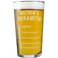 Personalised Memento Company Personalised Beer-o-Meter Pint Glass in Clear