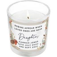 Personalised Memento Company Personalised Robins Appear Memorial Scented Jar Candle in Off-White