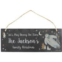 Personalised Memento Company Personalised The Snowman Magical Adventure Hanging Slate Plaque in Black