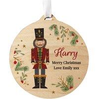Personalised Memento Company Personalised Christmas Nutcracker Wooden Bauble in Brown