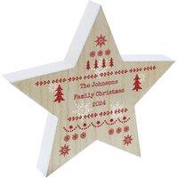 Personalised Memento Company Personalised Christmas Fair Isle Wooden Star Ornament in Brown